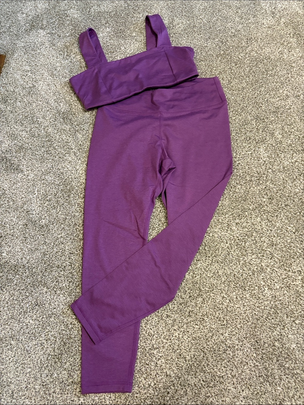 Old Navy Purple Ribbed Leggings & Crop Tank Set